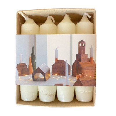 A package of four European tapered candles.